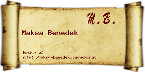 Maksa Benedek névjegykártya